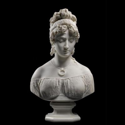 China Traditional Wholesale Hand Carved Female Sculpture Life Size Marble Head Bust Statue for sale