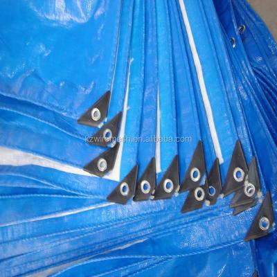 China UV Treated Blue Silver Blue Silver Ready Made Woven Tarpoline Roll Water Resistant Woven Tarpaulin for sale