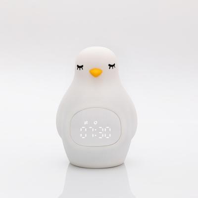 China Lndoor/Wholesale Creative Cartoon Penguin Alarm Clock Sleep Baby LED Night Light Kids Bedside Table Lamp Study Bedroom for sale