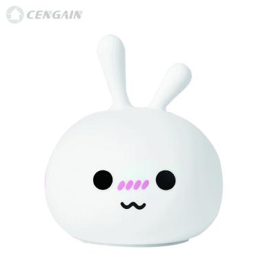 China Sensor Creative Colorful Pat Night Light For Children Rabbit Light Free Custom Logo Silicone Bedroom LED for sale