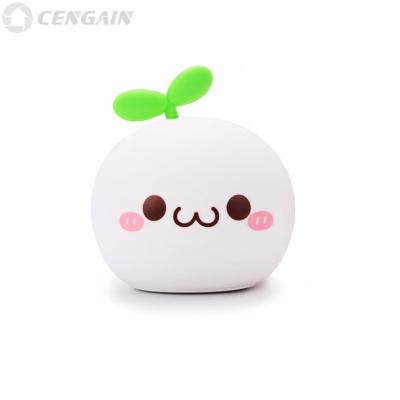 China Indoor Chargeable USB Smart Silicone Wholesale 7 Colors Cartoon LED Cute Round Patting Light Round Night Light for sale