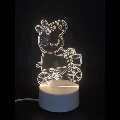 China New 3D Cartoon Bicycle Peggy's Riding Bicycle Table Lamp 5VUSB Warm Light Night Light Recycling Visual Gift for sale