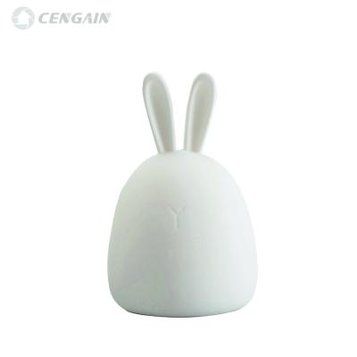 China Usb free custom creative cute rabbit cartoon logo silicone LED colorful night light for kids toys for sale