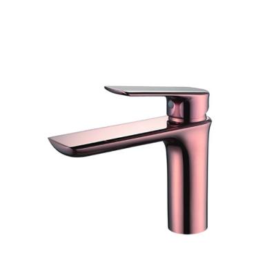 China Contemporary Metered Rose Gold Freestanding Basin Faucet Faucets Factory Direct Sale Basin Faucet for sale