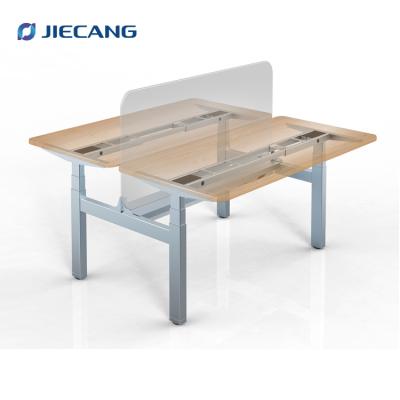 China JIECANG 2 Person (Height) Adjustable Freestanding Standing Desk Partition Workstation Face-to-Face Open Desk for Office for sale