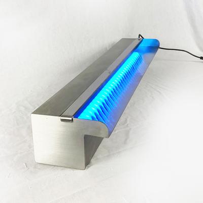 China Outdoor Garden Wall Fountain LED Light Stainless Steel Waterfall for sale