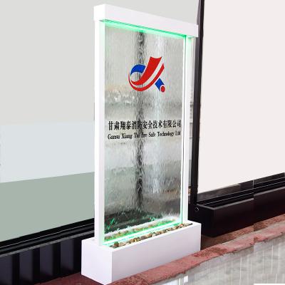 China CLASSIC Restaurant Office Customized Floor Tempered Glass Indoor Wall Waterfall With Led Light for sale