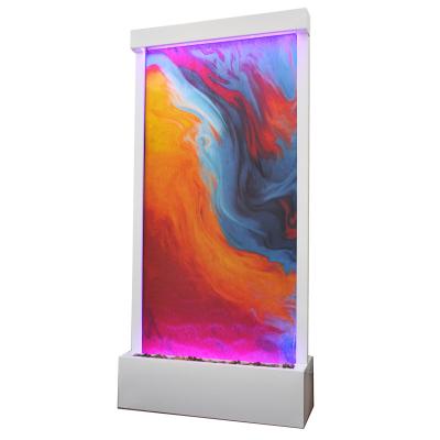 China CLASSIC Colorful Home Office Pattern Led Water Curtain Tempered Glass Water Wall With Steel Frame for sale