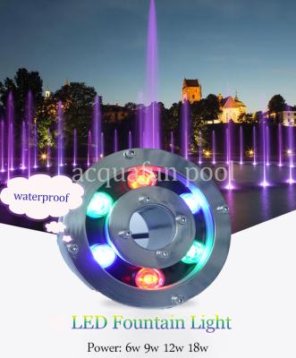 China Waterproof LED Pool Fountain Ring Light 6w Led Underwater Water Pool Fountain Light Nozzles IP68 for sale