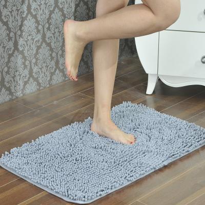 China Stain Resistant Long Hair Rectangle Polyester Fluffy Machine Made Chenille Anti-Slip Rug Bathroom Rug for sale