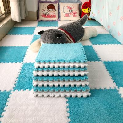 China Stain Resistant Shaggy Foam Fur Puzzle Mats/Child Floor Mat Blanket/Winter Warm Baby Crawling Mat for sale