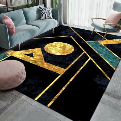 China Surface Washable Luxury Luxury Velvet Carpet Abstract Gold Velvet Washable Carpet for sale