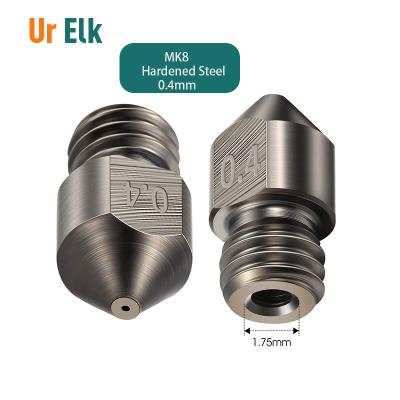 China 3d Printer Ur Elk 3d Printer Parts All Sizes 0.4mm Nozzle MK8 Hardened Steel Nozzle for sale