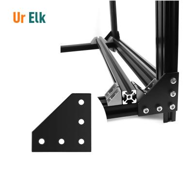 China 2020 Style Ur Elan Series Aluminum Profile 5 Hole Outside Joining Plate Black L Shape Corner Bracket Plate for sale