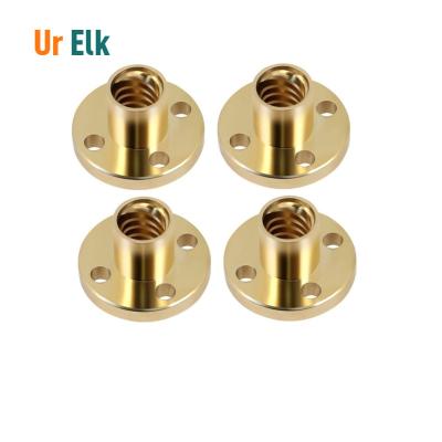 China 100% Ur Compatible Elk T8 Lead 8mm Pitch 2mm 3d Printer 4 Start T8 Screw 22mm Flange Nut Brass Lead 2 8 Screw Copper Nut for sale