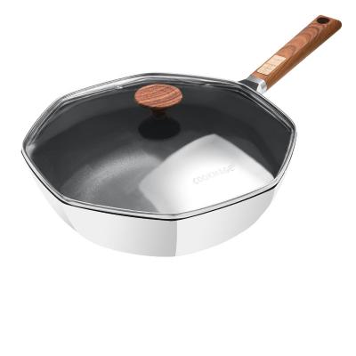 China Factory New Star Anise Sustainable Design Customized Medical Stone Wok Stone Frying Pan Die Casting Octagonal Aluminum Nonstick Frying Pan Saute Pan for sale