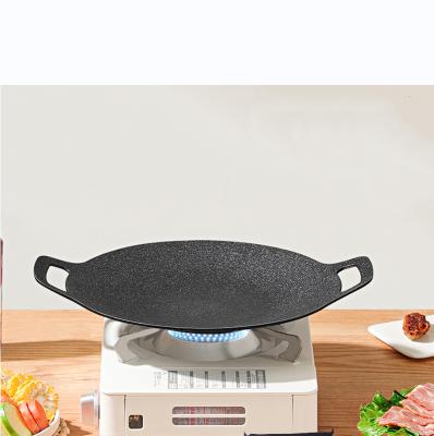 China Outdoor BBQ Grill Korean Style Die Cast Aluminum Outdoor Camping BBQ Round Stick Griddle Grill Flat Pan Non for sale