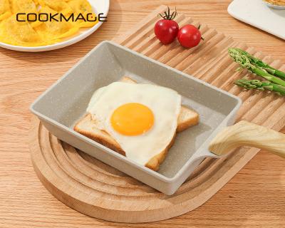 China Viable Japanese Stick Non Stone Coating Rectangle Square Egg Of Maifan Small Frying Pan Tamagoyaki for sale