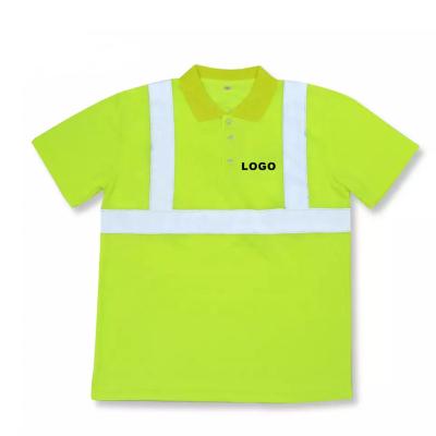 China Anti-Shrink High Visibility Reflective Safety  T-Shirt Custom Your Logo Protective Short Sleeve Hi Vis Polo Shirt Outdoor Workwear for sale