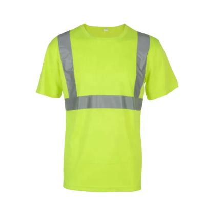 China Anti-Shrink Good Quality Men's High Visibility Short Sleeve Reflective Safety Hi Vis T Shirt Work Polo T Shirts for sale