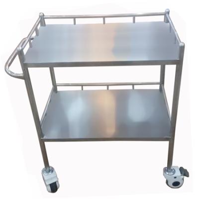 China Modern CE Approved Stainless Steel Double Decker Full Hospital Trolley Medical Trolley With Big Wheel for sale