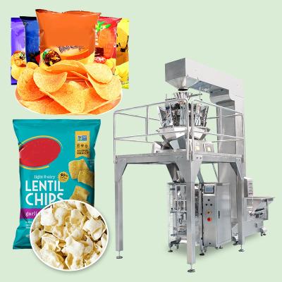 China Food Cheddar Puff Caramel Puff Fried Pork Skins Dried Fruit Chips Popcorn With Peanuts Packing Packaging Machine for sale