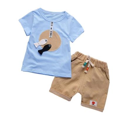 China Chinese Style 2021 Spring Autumn Summer Baby Boy Clothing Sets Kids Wear Cotton T-shirt and Shorts Clothing Sets for sale