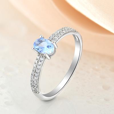 China Anti Tarnish Blue Sapphire Women Ring, Pure 925 Silver Ring With Stone Blue Sapphire Diamond Ring For Engagement for sale