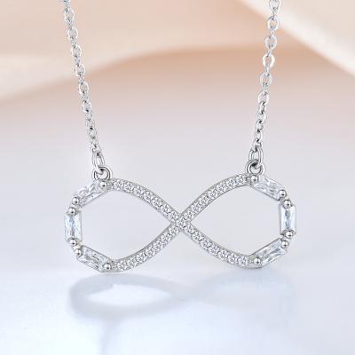 China Wholesale Womens Jewelry 925 Sterling Silver Anti Tarnish New Infinity Love Necklace With Wand Stone Chain Pendant Necklace for sale