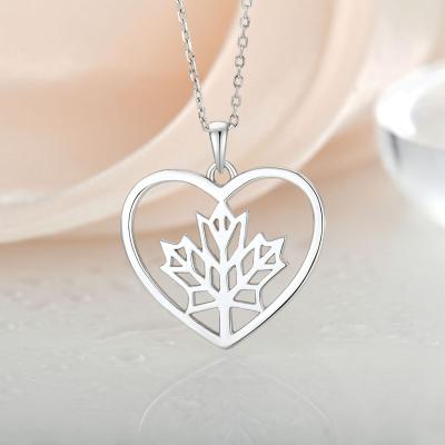 China Romantic Valentine's Day Customized 925 Silver Gold Silver Leaf Heart Stone Friendship Pendant Necklace Jewelry for sale