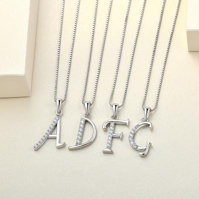 China CLASSIC Personalized Cubic Zirconia Initial 26 Letter A Silver Z CZ Alphabet Pendant Jewelry Women Chains Initial Necklace for sale