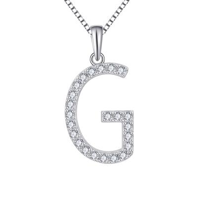 China Wholesale High Quality Fashion PS Alphabet A-Z Initial Pave Setting Charms Letter G Charm Pendant 925 Sterling Silver Necklaces Fashion for sale