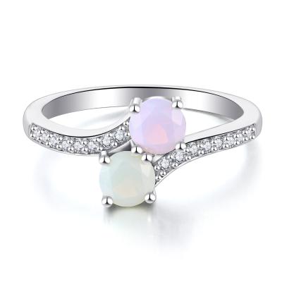 China FASHIONABLE 18K Silver Wedding Ring Women Jewelry Cubic Zirconia White Plated Ring With Colored Stone for sale