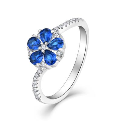 China Sapphire Stone Ring Blue Colors Silver Plated Luxury TRENDY Pave Shining Cubic Zirconia Engagement Ring for sale