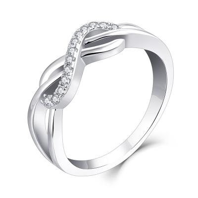 China 2021 New Fashion 925 Sterling Silver Infinity Cubic Zirconia CLASSIC Promise Ring For Women Size 5-10 for sale