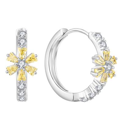 China TRENDY 925 sterling silver small circle earrings with yellow CZ of sterling silver bracelet circle earring for sale