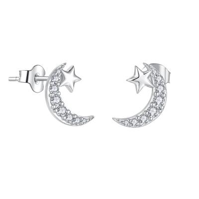 China Newest CLASSIC wholesale fashion 925 sterling silver stud earring moon and star earring for ladies for sale