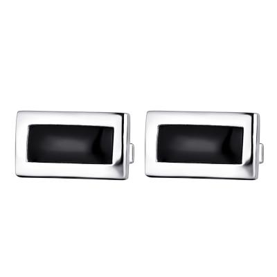 China Wholesale Elegance 925 Sterling Silver Noble Cufflinks Jewelry With Rectangle Black Onyx For Men for sale