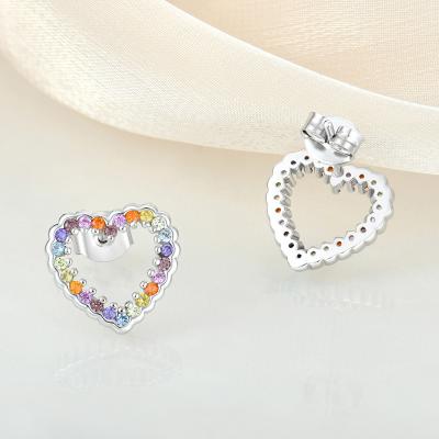 China European American Style Cute Romantic 925 Sterling Jewelry Colorful Stone Silver Colored Stone Earring Stud Earring Jewelry Set Mixed for sale