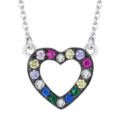 China FASHIONABLE LOVE 925 Multicolor Necklace Factory Wholesale Cute Sterling Silver Rhodium Plated Necklace Women for sale