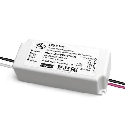 China High Efficiency Small Size 120VAC UL Input Power Supply Triac Dimming 3.4A 12Vdc 40W Constant Voltage LED Driver for sale