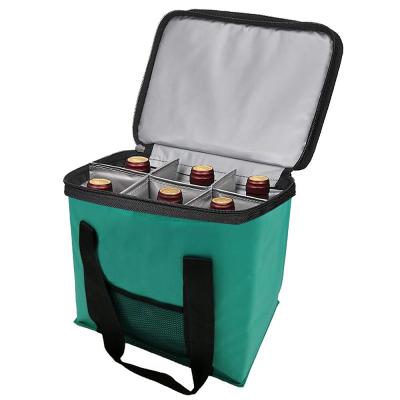 China Waterproof Custom Logo 6 Bottle Can Carrier Polyester Thermal Outdoor Insulated Wine Cooler Bag for sale