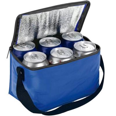 China Waterproof 2021 Custom Logo Printed 600D Nylon 6 Packs Heap Beer Thermal Insulated Blue Box Cooler Bag For Beer for sale