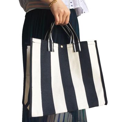 China Eco Comfortable Promotional Portable Custom Cotton Gingham Bag With Long Handles for sale