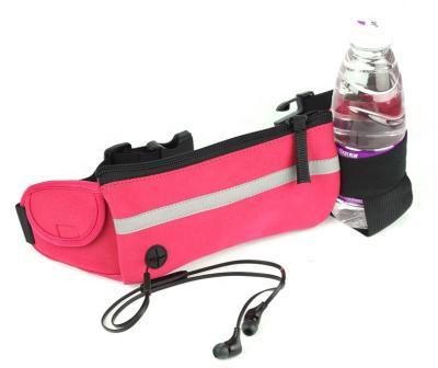 China Water Proof Ready To Ship Cute Cheap Sport Polyester Fanny Pack Waist Bag With Water Bottle Holder for sale