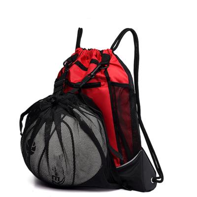 China Waterproof Heavy Duty Mesh Soccer Football Sports Equipment Basketball Drawstring Net Backpack for sale