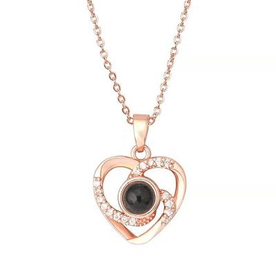 China CLASSIC Women Girls Hearts Pendant 100 Languages ​​Necklaces I Love You For Valentine's Day Jewelry Gift for sale