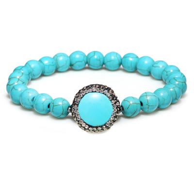 China BOHEMIA Fashion Women Men Pumice Turquoise Lava Stone Beaded Bracelet for sale