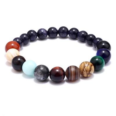 China 2020 CLASSIC Eight Planets Beads Handmade Elastic Bracelet With Universe Natural Stone Yoga Chakra Bracelet Solar Jewelry for sale