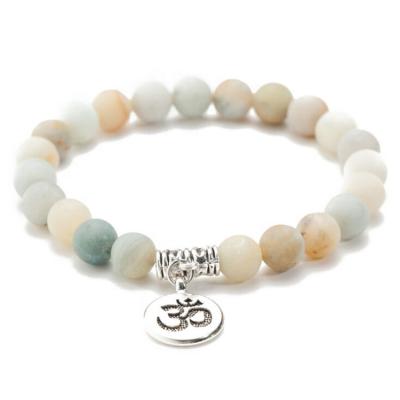 China Ladies Beaded Bracelet Women's Yoga / Lotus / Alloy Charm White Natural Stones Beaded Inspirational Bracelets for sale